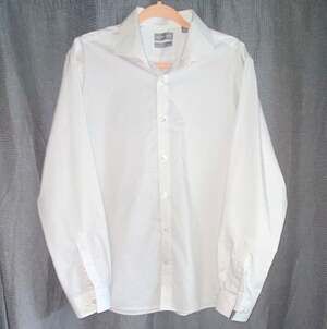 Michael Kors Slim Fit Stretch Dress Shirt Geometric 17 34/35 White XL
